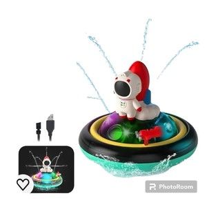 Automatic Spray Water Toddler Bath Toy Rocket Rechargeable Flashing Light Age 3+